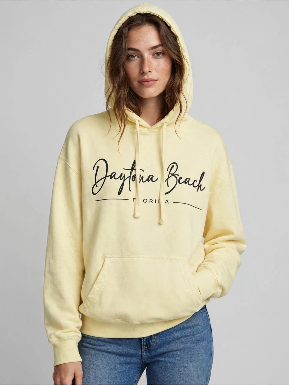 Daytona Beach Florida Yellow Hoodie Sweater